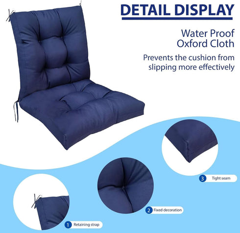 Furniture,41.7 20.8 3.5" Outdoor Chair Cushions with High Back Waterproof Wicker Rocking Chair Cushion Black Tufted