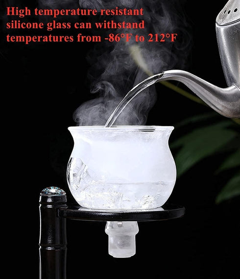 Set Set Lazy Kungfu Glass Tea Semi Automatic Drip Rotating with Infuser Glass Teapot