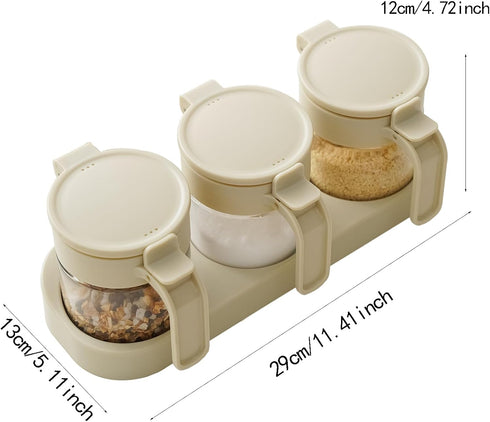 JIMMEAL Set,8.8oz Clear Glass Condiment Spice Jars With Label,Sealing Sugar And Salt Container Seasoning Box