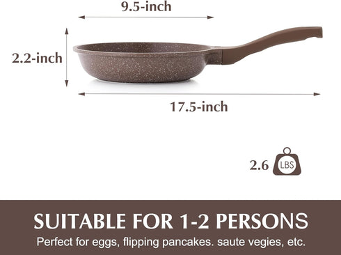 SENSARTE 9.5 Inch Nonstick Frying Pan Skillet, Granite Coating Chef's Pan, PFOA Free, Toffee Brown
