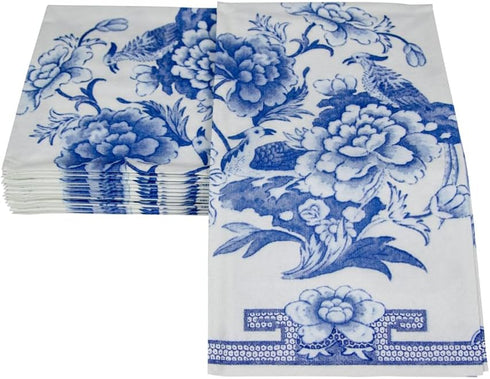 Packs 15 Caspari Blue & White Paper Guest Towel Napkins - Two