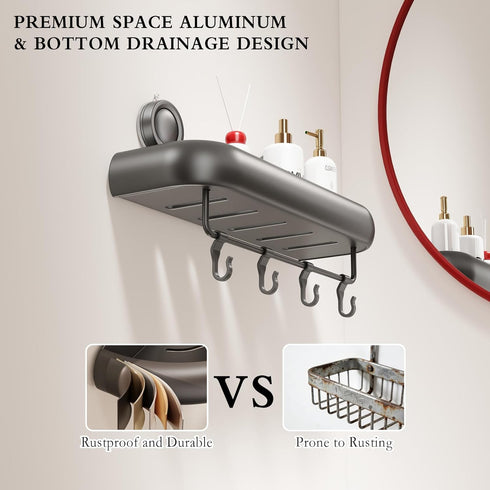 2 Pack CICUFY Shower Caddy Suction Cup, No Drilling Corner Shower Shelves, Rust Proof Bathroom Storage Organizer
