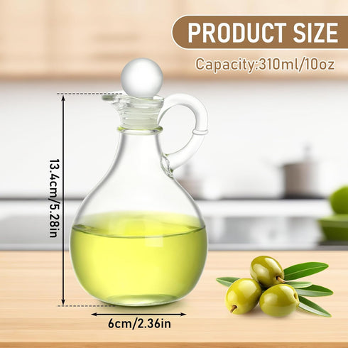 2 10.5 oz Set Teenyyou Pcs Oil and Vinegar Dispenser Cruet Olive Oil Dispenser Bottle Vinegar Glass Cruet for Kitchen