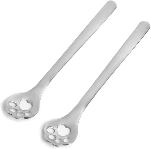 Fox Run Set of 2 Cat and Dog Paw Print Baking Spoons, Stainless Steel for Cookie Decoration