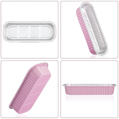 EUSOAR 50pcs Cupcake Liners with Lids, 6.8oz Aluminum Disposable Foil Ramekins Pan, 6.5"x2.5"x1.2", Dessert Containers