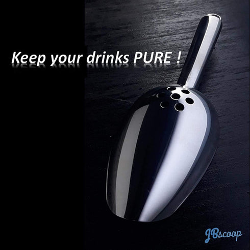 Stainless Steel Ice Scoop with Drain Holes - Heavy Duty, Dishwasher Safe, 6 Ounce Capacity to Reduce Dilution