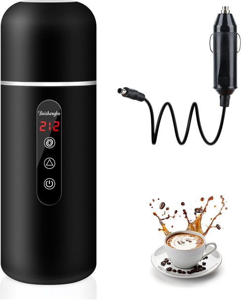 Car Kettle, 12V/24V Portable Electric Travel Kettle 420ML & 304 Stainless Steel