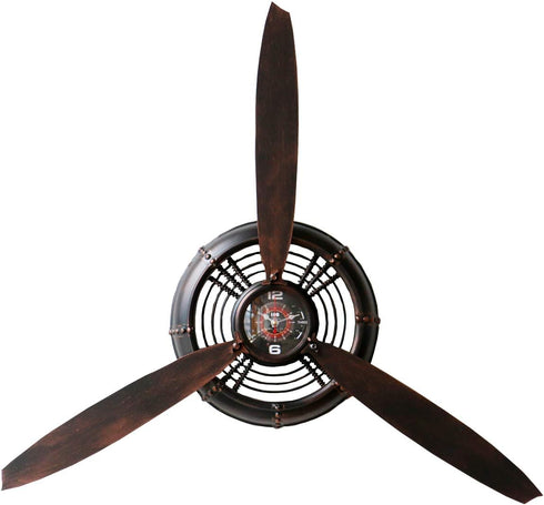 29.526.4 inches Metal Wall Decor Art Antique Airplane Propeller Aviation Wall Clock for Living Room Bedroom Rustic Wall