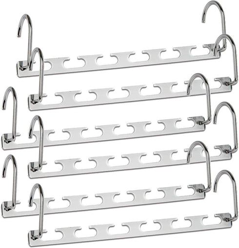 CBTONE 6 Pack Closet Space Saving Hangers - Multi-Purpose Metal Magic Cascading Hangers with Updated Hook Design for