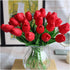 Artificial Tulips, 10Pcs Real Touch Fake Tulips, Red PU Flower Arrangement Bouquets for Home Decoration