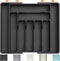 Lifewit Expandable Silverware Drawer Organizer, Adjustable Utensil Tray for Kitchen Drawers, Large Black Storage