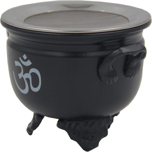 Large Metal Charcoal Incense Burner, OM Design