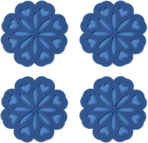 Set of 4 Silicone Trivet Mats, Hot Pot Holders for Table and Countertop, Non-Slip Heat Resistant Kitchen Pads