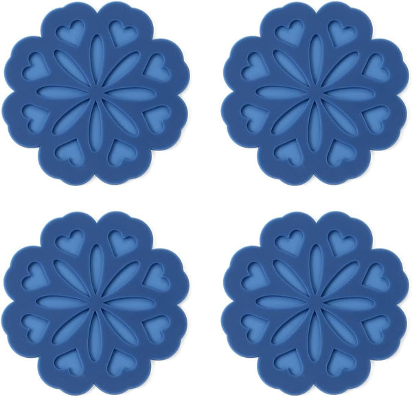 Set of 4 Silicone Trivet Mats, Hot Pot Holders for Table and Countertop, Non-Slip Heat Resistant Kitchen Pads