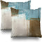 Set of 2 Decorative Pillow Case Throw Pillow Covers for Couch Indoor Bed 18 x 18 Inch, Blue Brown Abstract Art