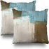 Set of 2 Decorative Pillow Case Throw Pillow Covers for Couch Indoor Bed 18 x 18 Inch, Blue Brown Abstract Art