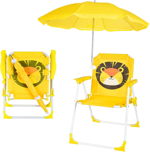 PLULON Kids Beach Chair with Umbrella Folding Lawn and Camping Chair with