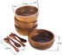 Set of 4 Small Round Acacia Wooden Bowls, 2¾ Inch with Spoons - Stackable Mixing Bowl Set