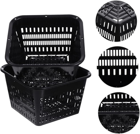 YARDWE 10pcs Heavy Duty Filter Plant Net Pots - Black Slotted Mesh Cup for Hydroponics and Orchids