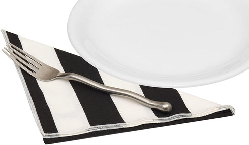 Black and White Table Linens, 100% Cotton Cloth Napkins 18" Dinner Pk 4