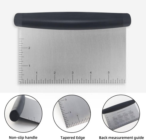 Plastic Bread Scraper Dough Cutter with Measuring Scale, Multipurpose Kitchen Tool for Baking and Food