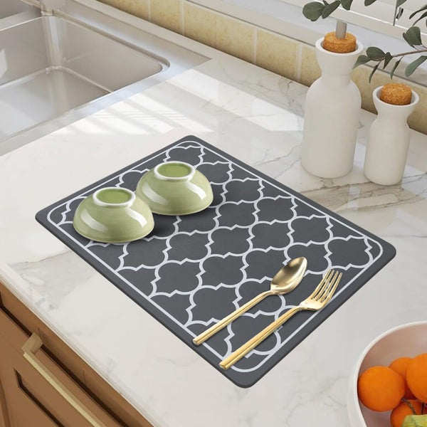 Absorbent 19"x 12" Dish Drying Mats for Baby Bottle Dish Rack, Coffee
