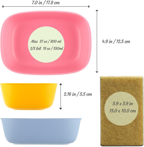 Sugarcane Kids Bowls 5Pack, Natural Plastic Dishes for Toddler to Big Kids, Microwave & Dishwasher Safe