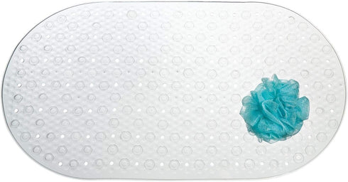 iDesign Circlz PVC Non-Slip Bath Mat, Suction for Shower, Bathtub, 27.2" x 15.4" x .3" - Clear