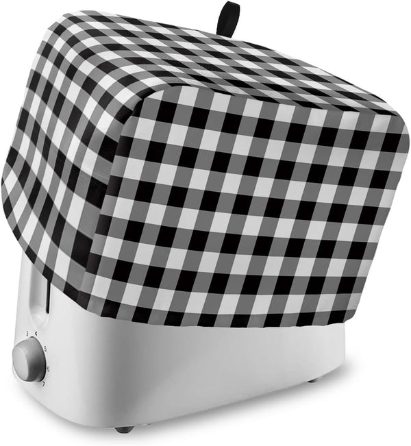 Black and White Checkered Toaster Cover 4 Slice, Large Kitchen Appliance Covers, Farmhouse Buffalo Plaid with Loop,