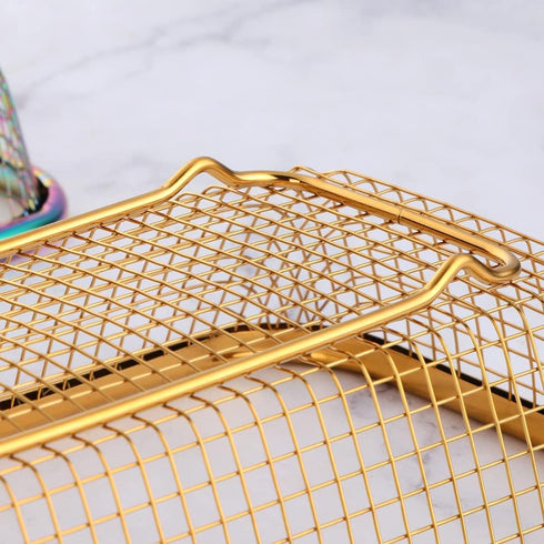 Silverware Drawer Organizer, Rainbow Mesh Kitchen Drawer Organizers, Stackable Storage Basket for Flatware, Pack of 2