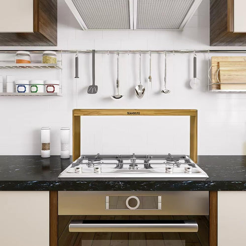 SEAHIXUSS 31.5" 6 11.4" Countertop, Bamboo Over the Stove Spice Shelf for Kitchen Storage, Spice Rack Organizer Stove