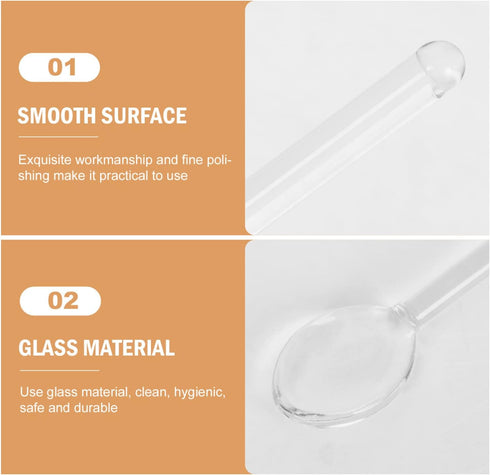 DOITOOL 6Pcs Clear Glass Espresso Spoons, 5.58 Inch Teaspoons for Coffee Mixing at Home Bar Party