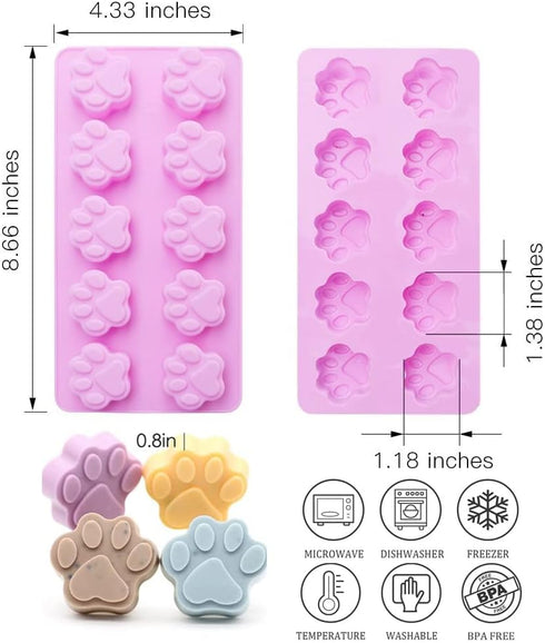 Silicone Molds Puppy Dog Paw and Bone, Non-Stick Food Grade Silicone Molds for Chocolate, Candy, Jelly, Ice Cube, Dog Treats, Cupcake Baking Mould, Muffin pan (Set of 4PCS) by JEWOSTER
