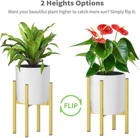 BSTMAI 10 12 13 14 15 16 Inches 8" 16") Metal Plant Stand, Adjustable Size Fits Large Planter Pot,Mid Century