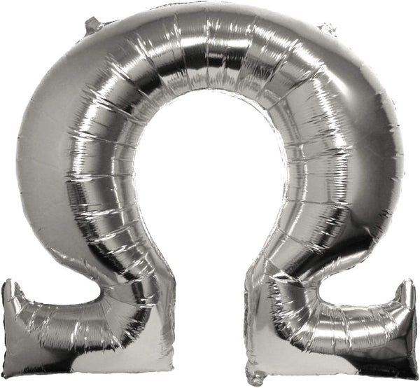Sorority Shop Omega Greek Letter Balloon - Large 33" x 30" Silver Foil for Celebrations, Parties