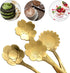AnSaw 8 Piece Flower Scoop Set - Stainless Steel Reusable Tea Scoops for Tea Parties, Gold