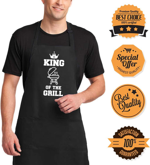 Funny Aprons for Couple, His and Hers Kitchen Aprons Set with 2 Pockets for Cooking Grilling Baking