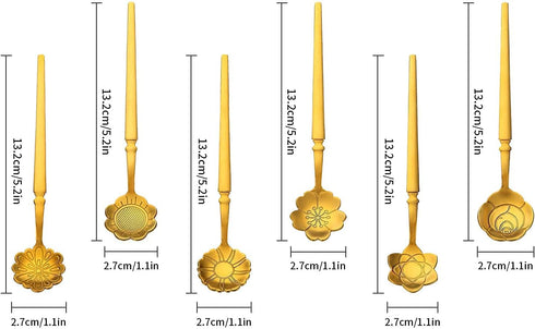 6 Pcs Flower Spoon Coffee Dessert Spoon Set, Stainless Steel Tableware, Creative Teaspoon Mixing Spoon