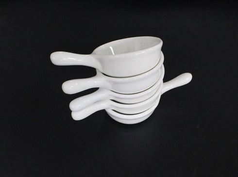5 Packs 1 Oz Sauce Dish with Handle Grip, White Porcelain Dipping Bowls for Appetizers, Ketchup, BBQ Sauce