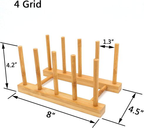 2 Pcs Household Kitchen Natural Bamboo Drain Dish Rack, Multifunctional Cup and Book Storage Rack, 8"(L) x 4.5"(W) x
