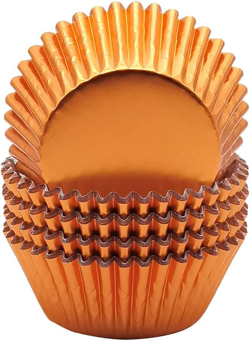 Standard Orange Foil Cupcake Liners, 100-Count Muffin Baking Cups for Party and More