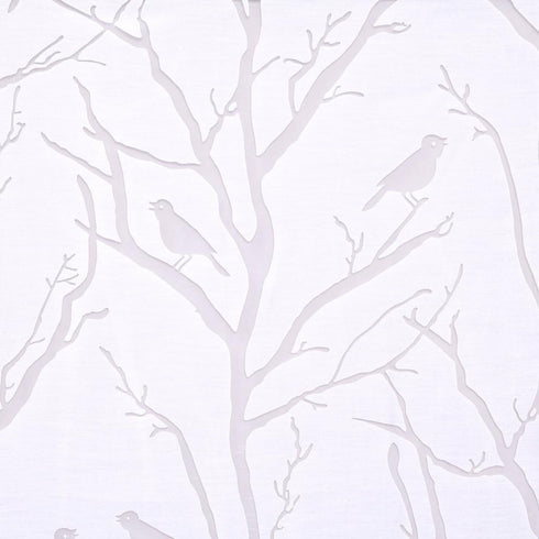 Madison Park Semi Sheer Single Curtain - Modern Botanical Print, Grommet Top, 50x95", Bird White
