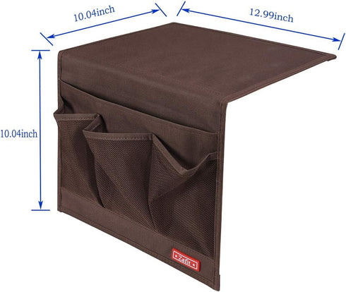 Bedside Storage Organizer - Classic 4 Pockets Table Cabinet Caddy for Remotes, Phone, Glasses, Coffee