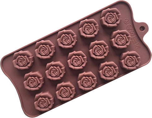 2PCS-15 Cavity Flower Non-Stick Candy Silicone Moulds 15-Cavity Mini Flower Shape Silicone Molds, Non-Stick Silicone Rose Chocolate Candy Baking Molds forTray Cake Decoration Party&Wedding Gift