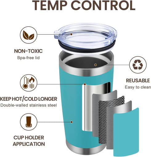 MEWAY 20oz Tumbler Cup - Double Wall Vacuum Insulated Travel Mug Bulk, Stainless Steel with Lid and Straw, Light Blue