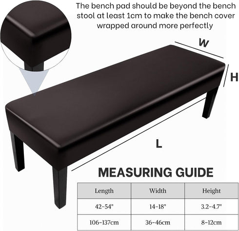 SearchI Waterproof Dining Bench Cover, Stretch Washable Long Bench Seat Covers, Rectangle Dining Table Bench Slipover