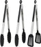 3-Piece Kitchen Tongs Set, 12 Inch Silicone Tongs with Stainless Steel Handle for Cooking, Baking, Grilling