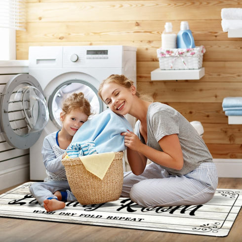 Laundry Room Rug Non-Slip Floor Mats, Farmhouse Large 24x72inch Laundry Rugs for Washer and Dryer Decor