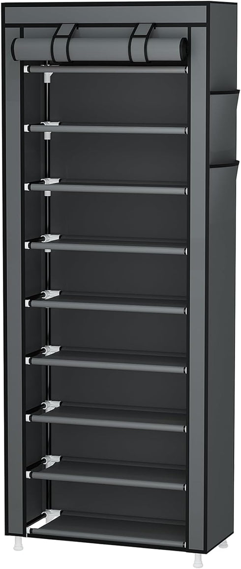 9 Closet Calmootey Tier Shoe Rack Organizer,Portable Shoe Shelf with Nonwoven Fabric Cover