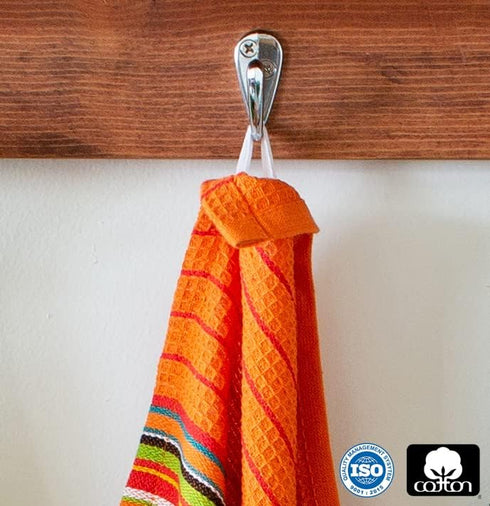12 Pack 100% 16x28 COTTON CRAFT Salsa Stripe Kitchen Towels - Cotton Tea Dish Towels - Absorbent Reusable Low Lint